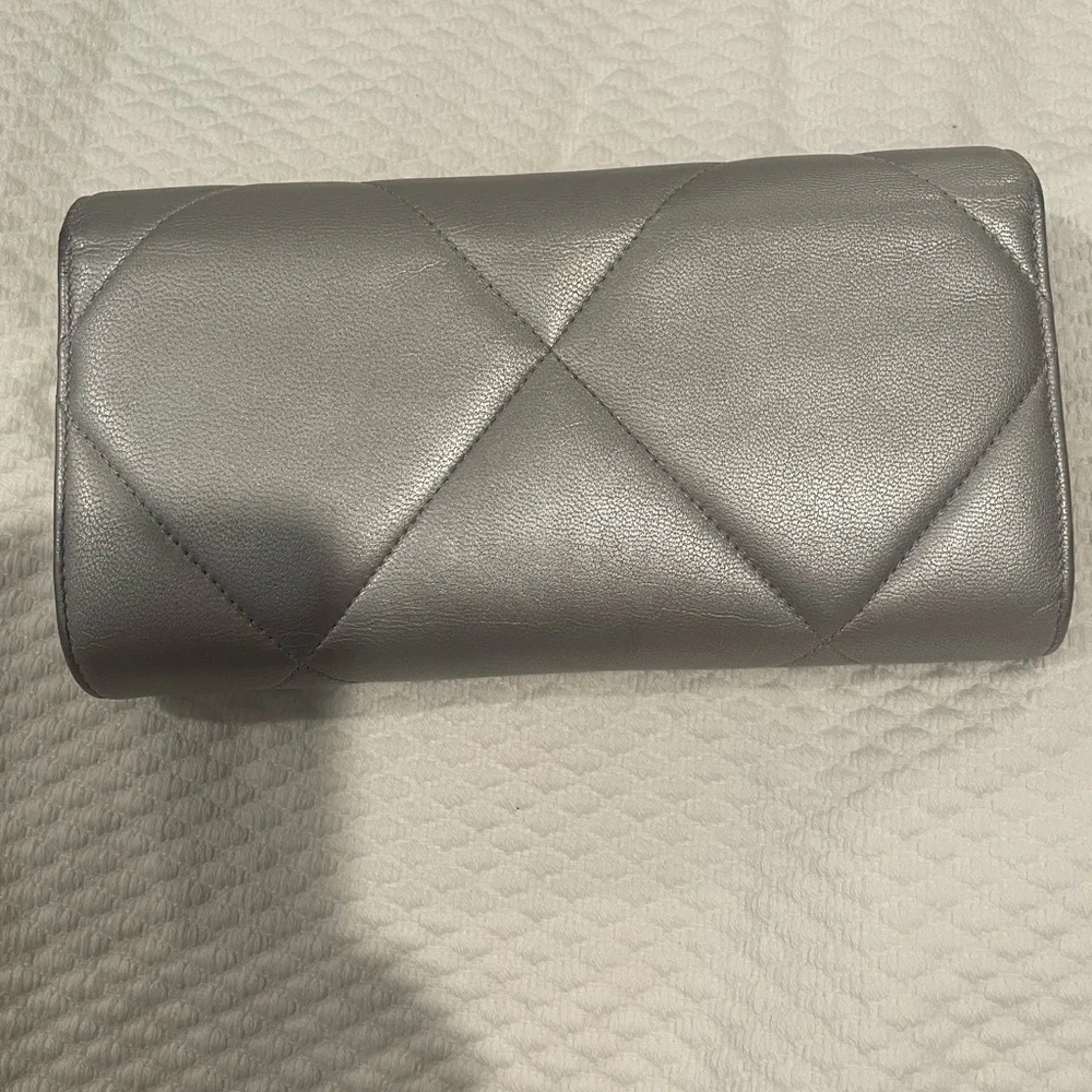 Chanel Silver Quilted Wallet